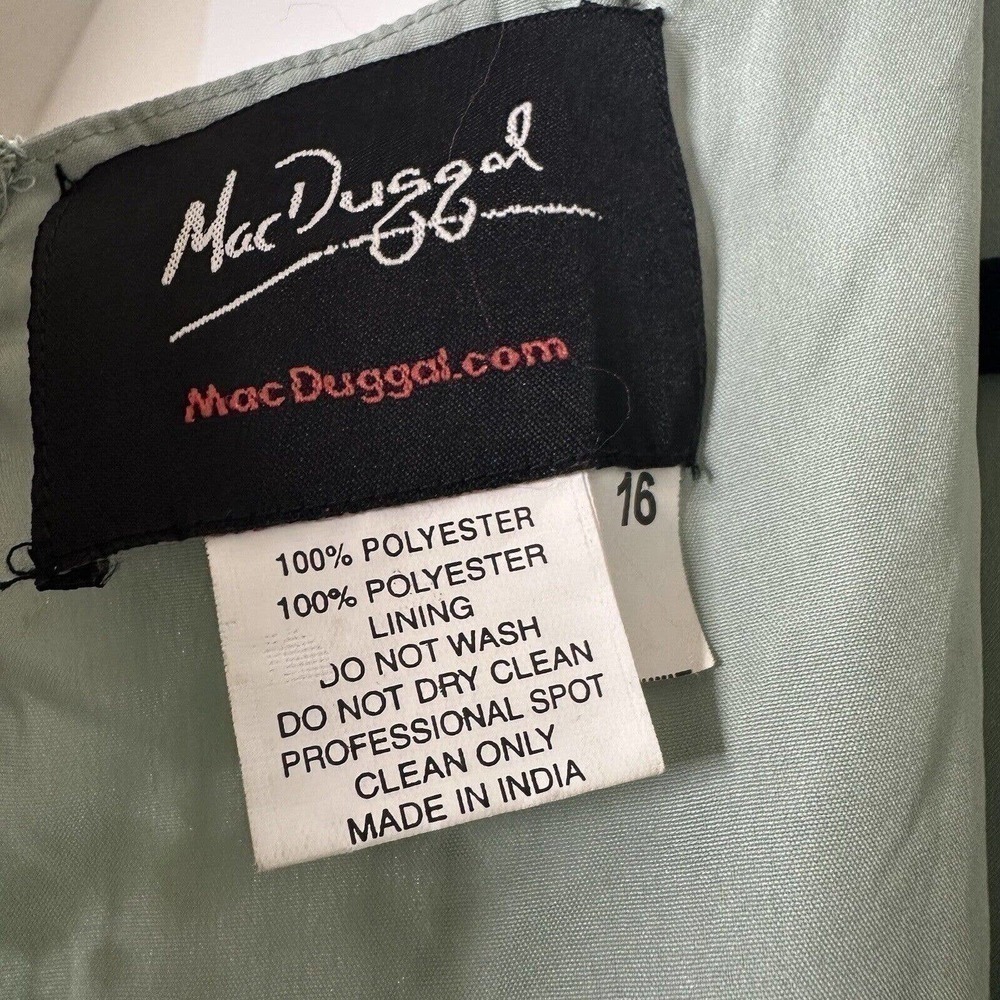 NWOT Mac Duggal Bead & Sequin Full-Length Column Gown Women's Mint Green Size 16 - Picture 7 of 7